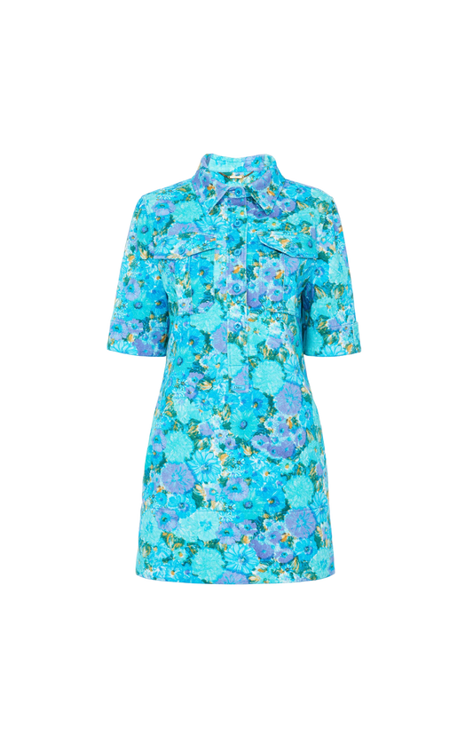 Mini polo dress in cotton drill