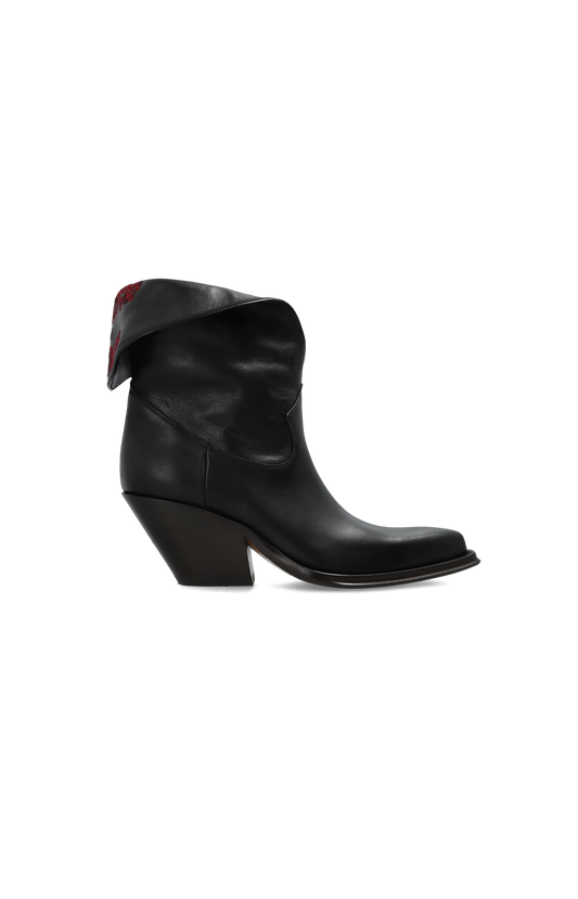 Azelan Leather Cowboy Boots in Black