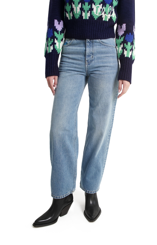 Wide-Leg Jeans in Light Blue Denim