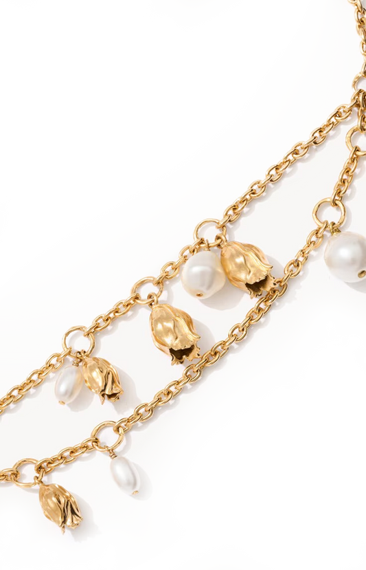 Chloé Pearl and Charm Necklace in Gold — product photo 2
