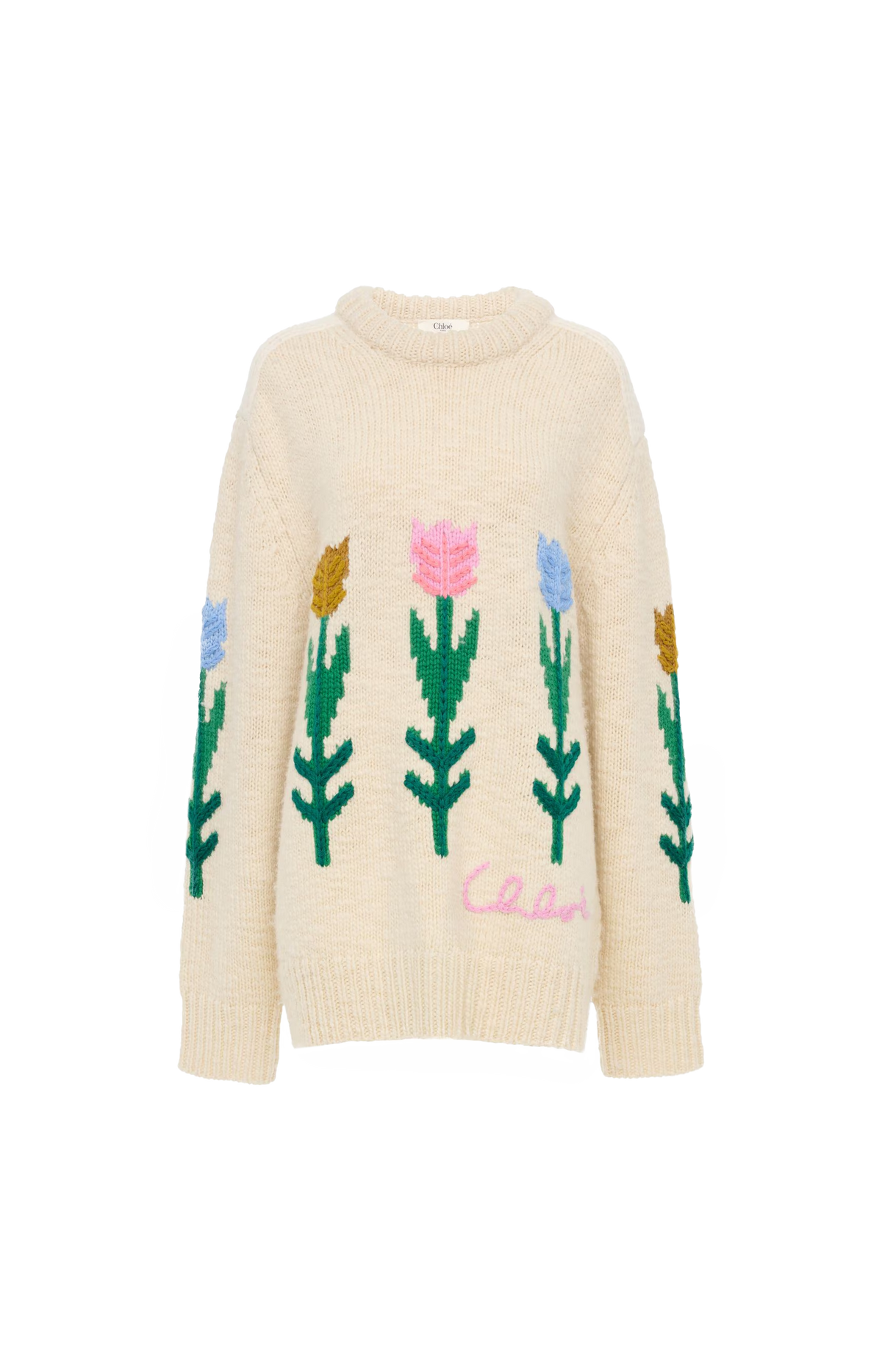 Wool Oersized Logo Sweater in Coconut Milk
