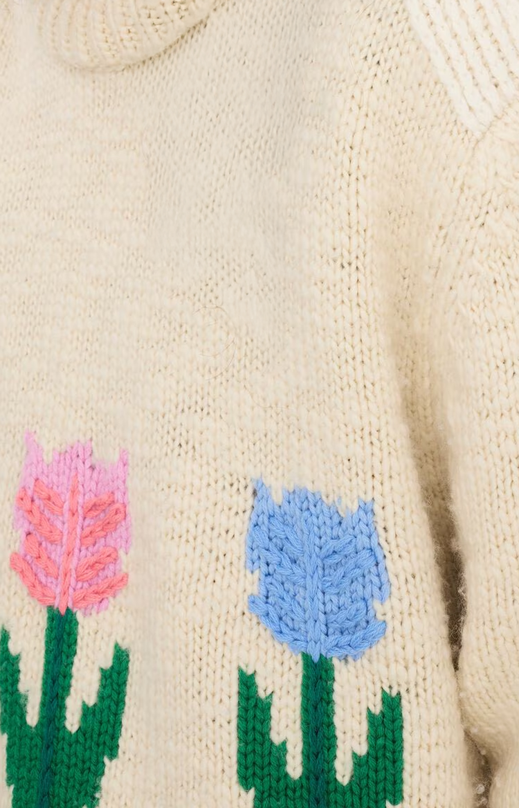 Wool Oersized Logo Sweater in Coconut Milk