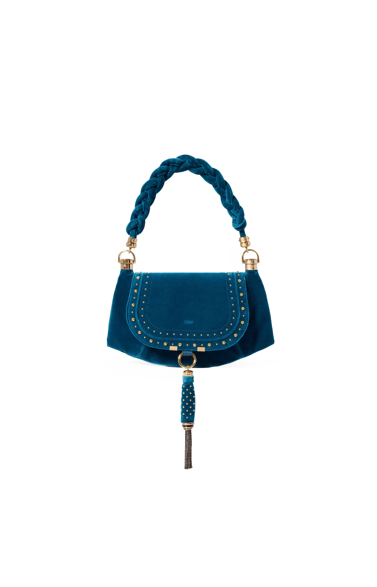 Studded Velvet Small Marcie Foulard Hobo Bag in Moon Blue