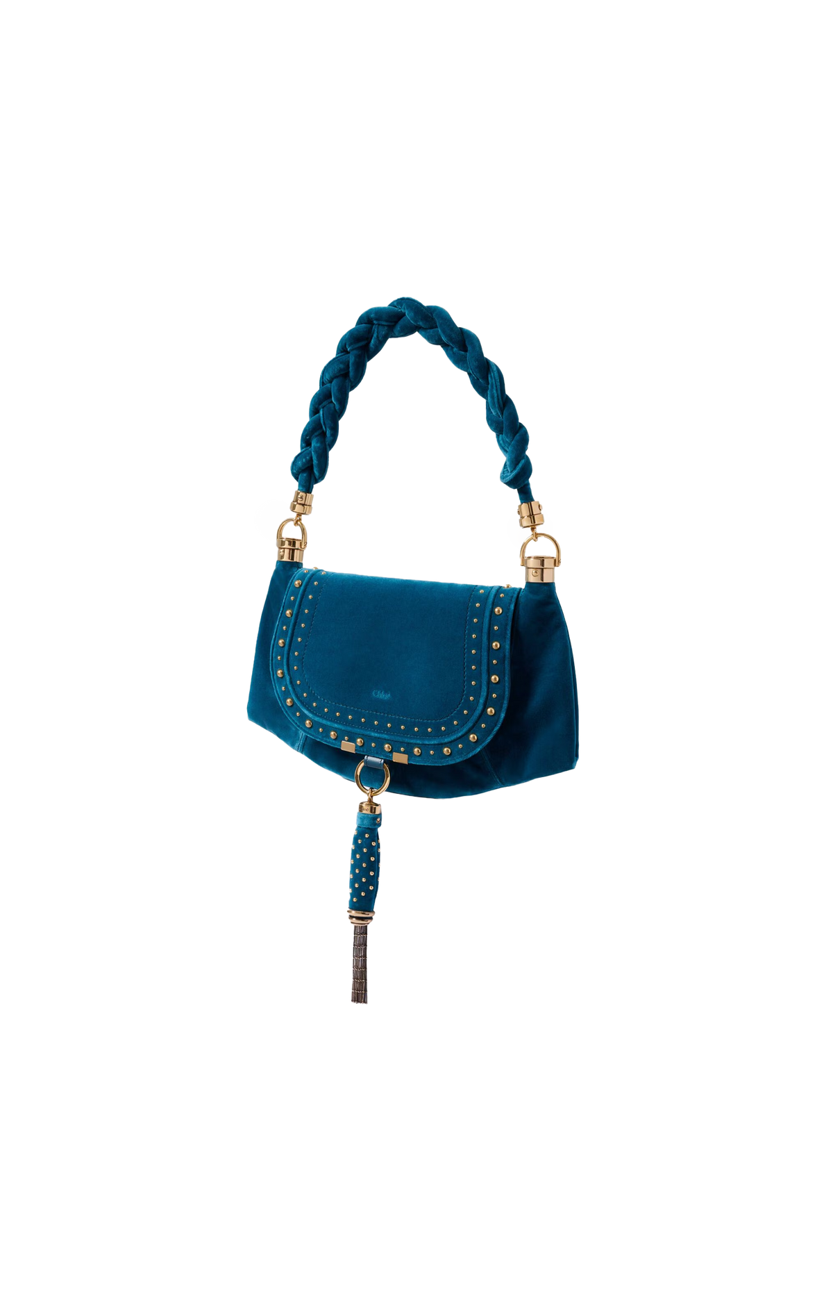 Studded Velvet Small Marcie Foulard Hobo Bag in Moon Blue