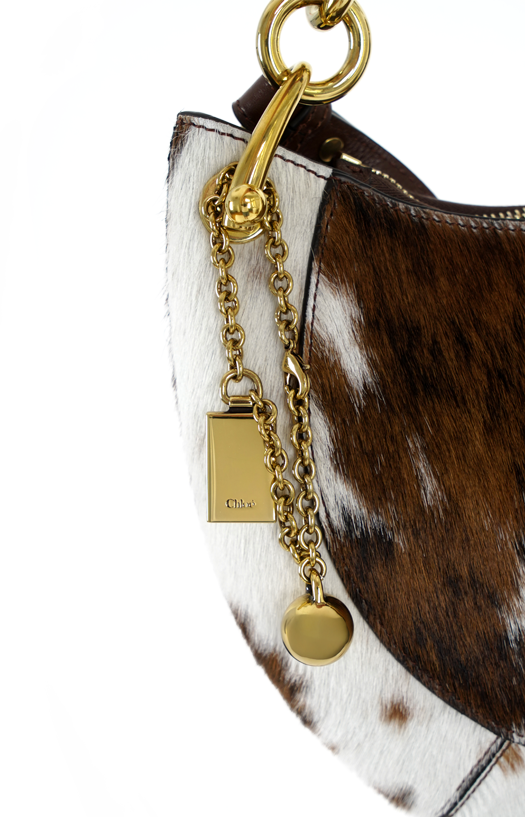 Leather and Calf Hair Top-Handle Bag