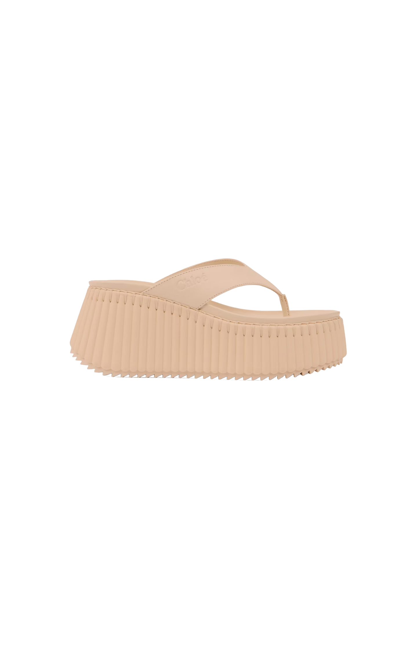 Beige platform sandal on a white background