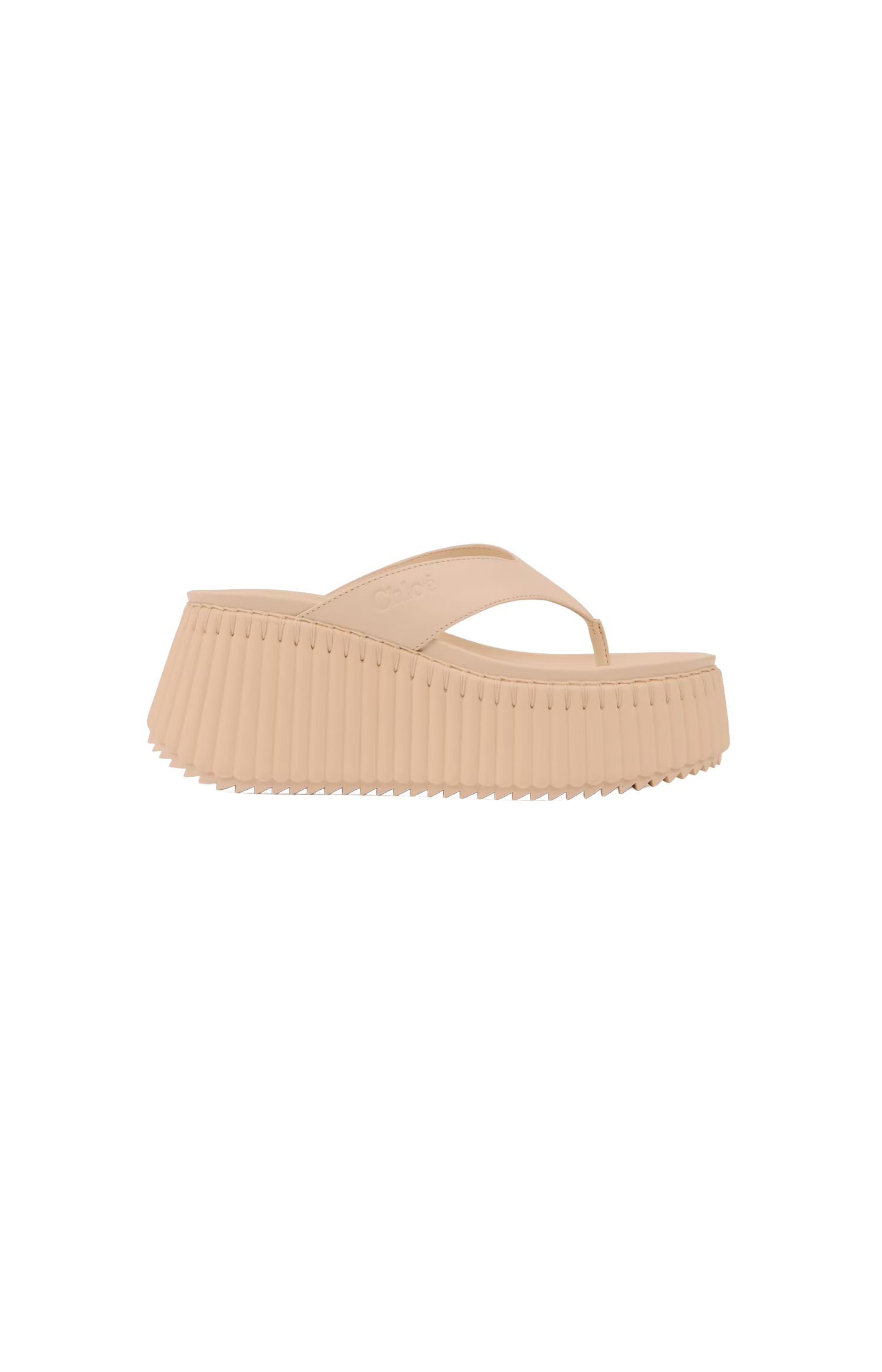 Beige platform sandal on a white background