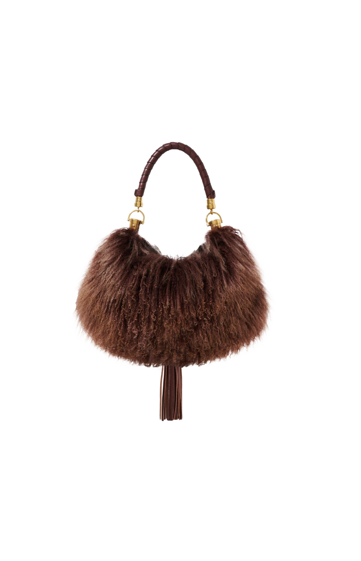 Small Marcie Foulard Hobo Bag in Brown Pony Leather & Shearling