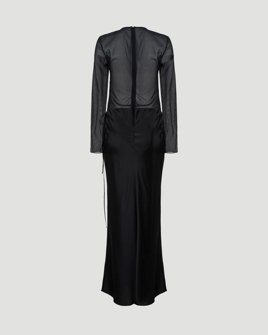 LONG SLEEVE MAXI DRESS IN SILK