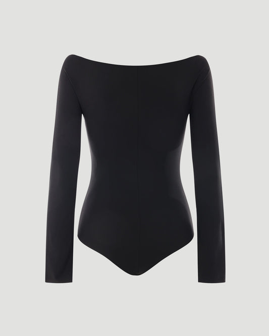 DROP ZIPPED CREPE JERSEY BODYSUIT