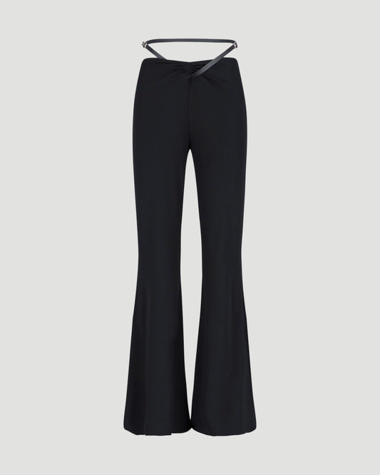 Belted trousers in black
