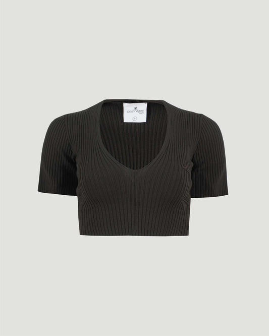 CROPPED SWEATER IN DARK BROWN