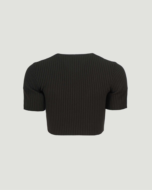 CROPPED SWEATER IN DARK BROWN