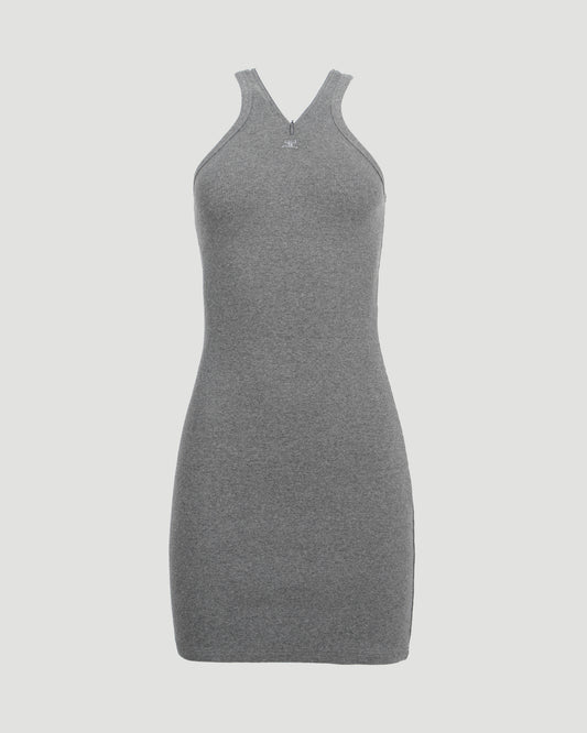 Criss Cross 90s Zip Mini Dress in Grey