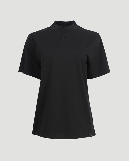 Volcano Logo-Appliqué Cotton T-Shirt in Black