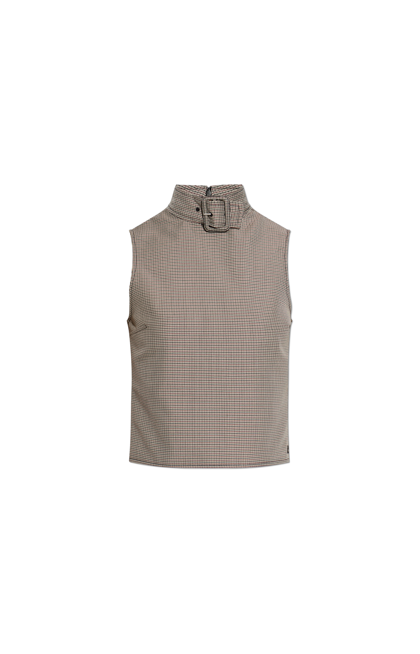 Buckle houndstooth-pattern top