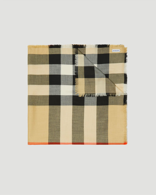 Check Cashmere Silk Scarf