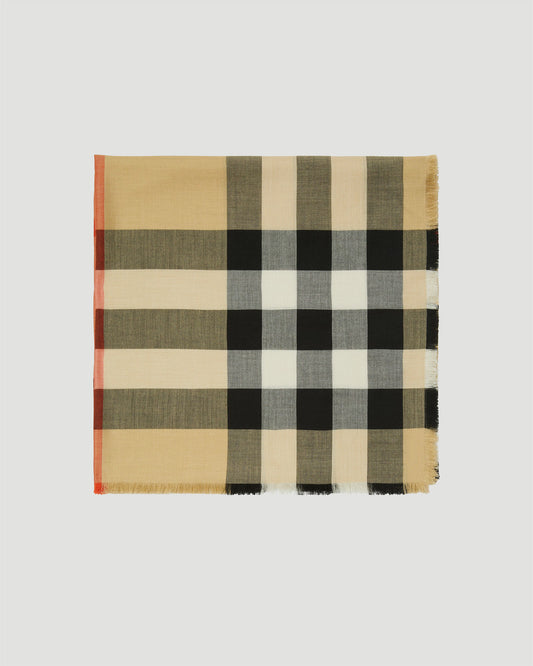 Check Cashmere Silk Scarf