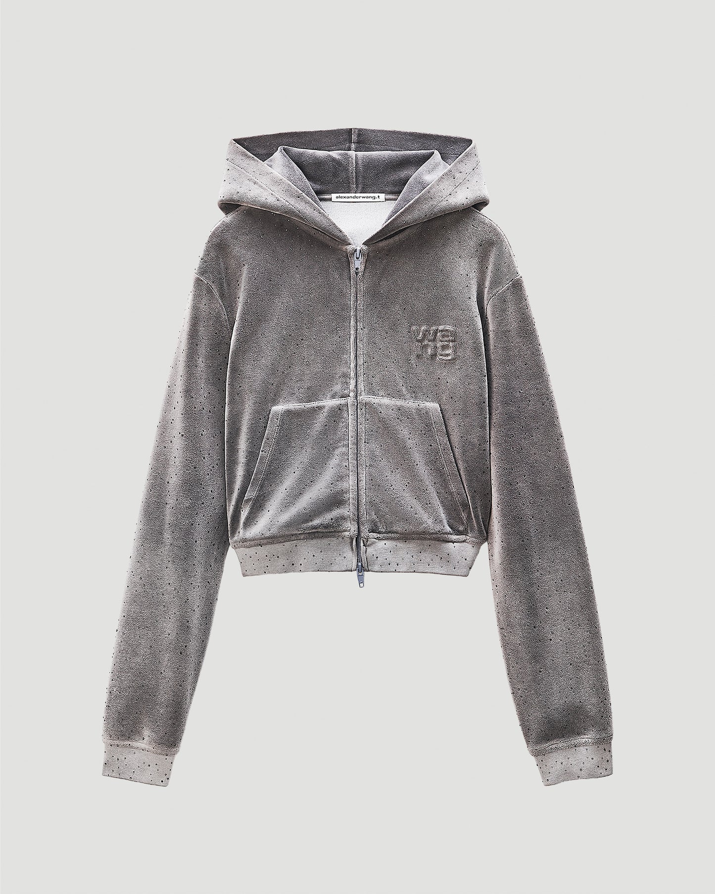 Shrunken Hoodie in Crystal Hotfix Velour