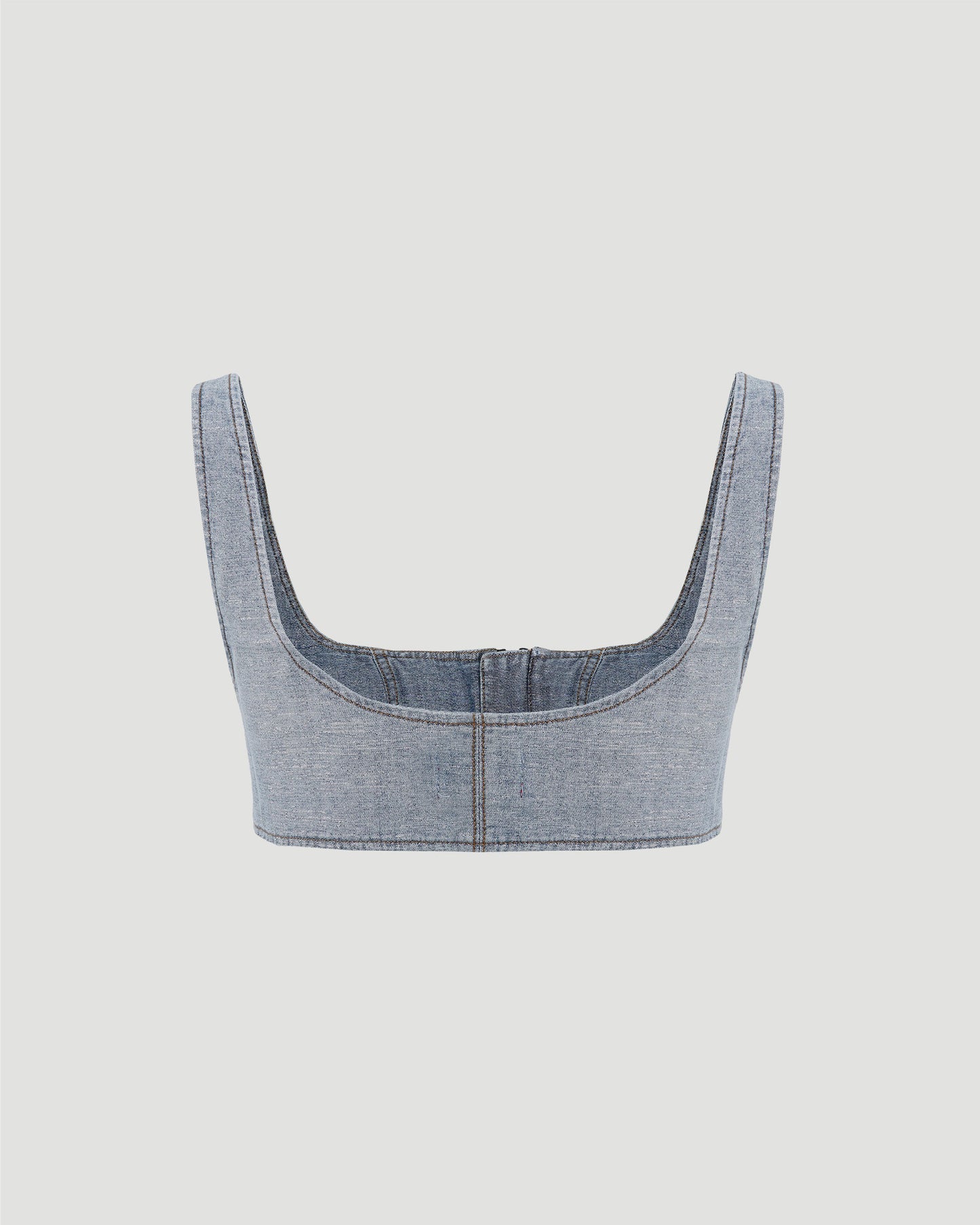 BRA TOP IN INSIDE-OUT LUREX DENIM