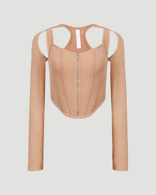 SHIFT LOOP CORSET TOP IN CAMEL