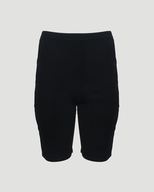 Technical viscose-blend knit shorts in black