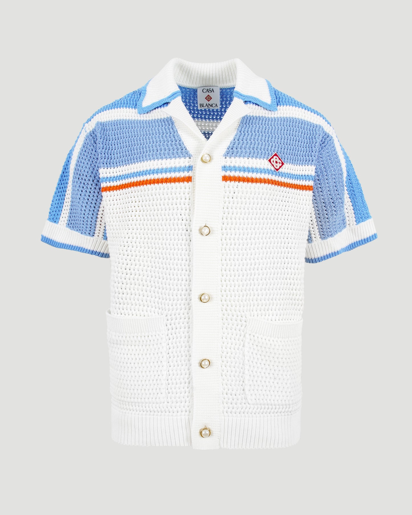 Cotton Tennis Short-Sleeve Crochet Shirt