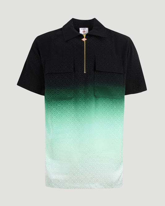 Gradient Monogram Jacquard Short-Sleeve Polo Shirt