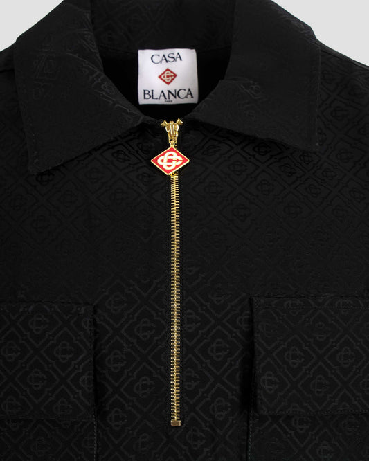 Gradient Monogram Jacquard Short-Sleeve Polo Shirt
