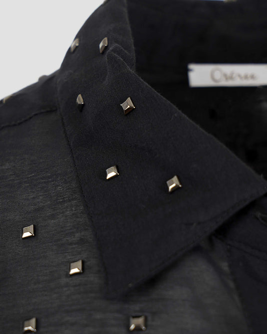 Stud-Embellished Shirt in Black