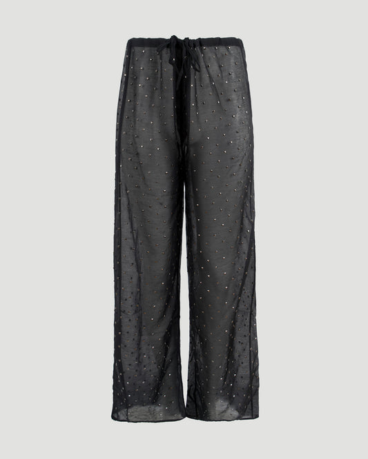 Stud-Embellished Pants in Black