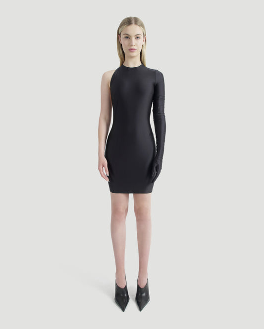 CUT-OUT ONE SHOULDER DRESS IN BLACK