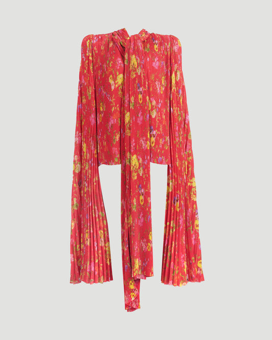SCARF PLEATED BLOUSE