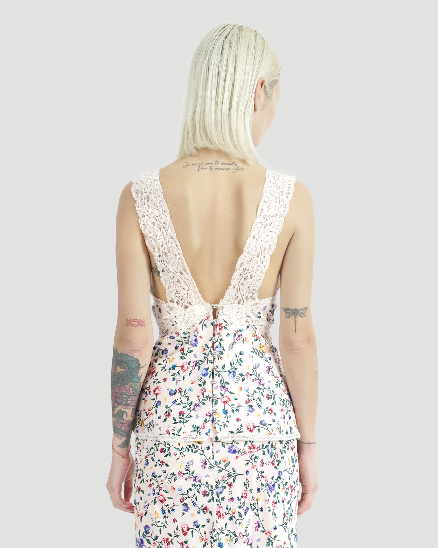 Flower print satin top