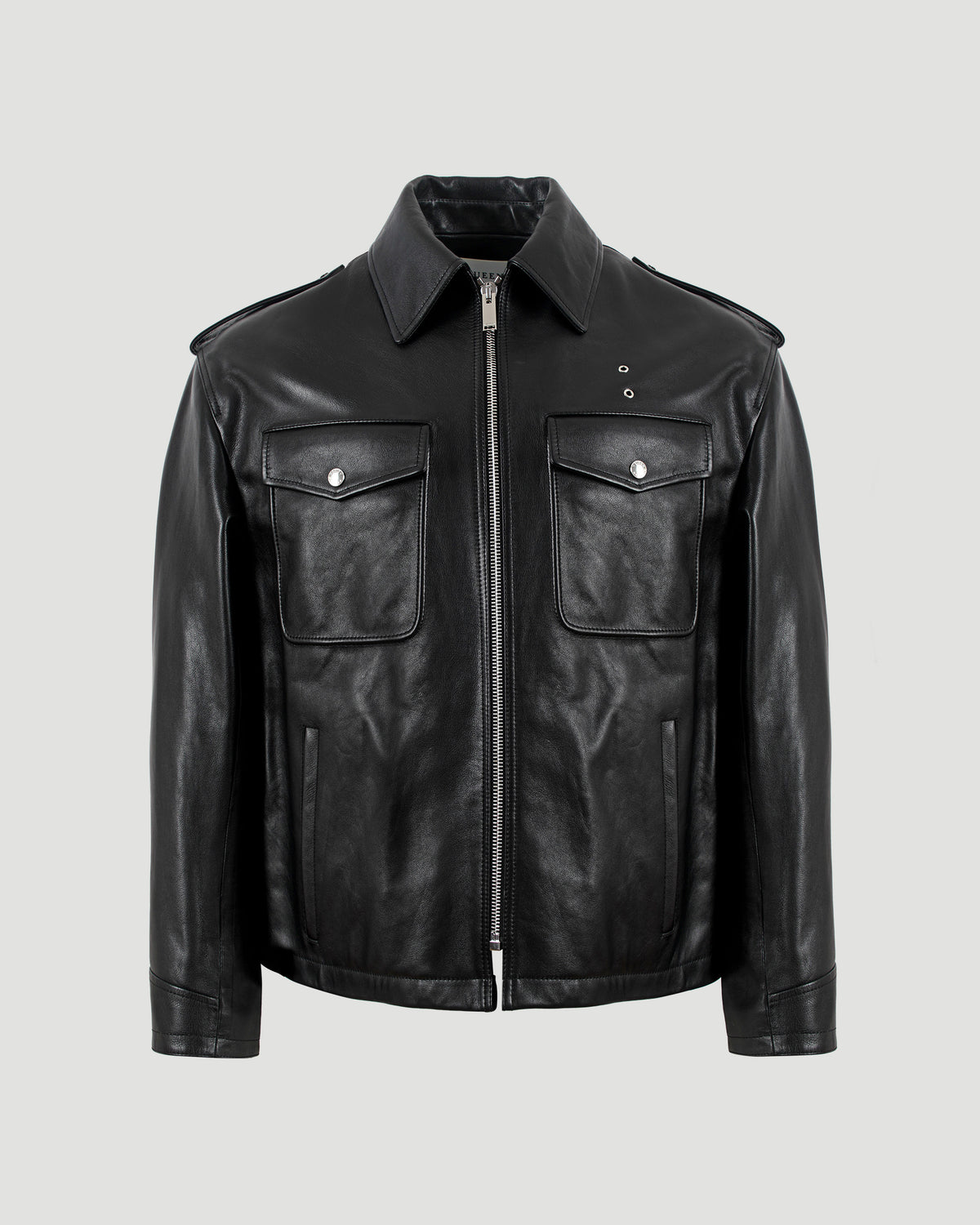 Alexander McQueen Black Leather Jacket — front view