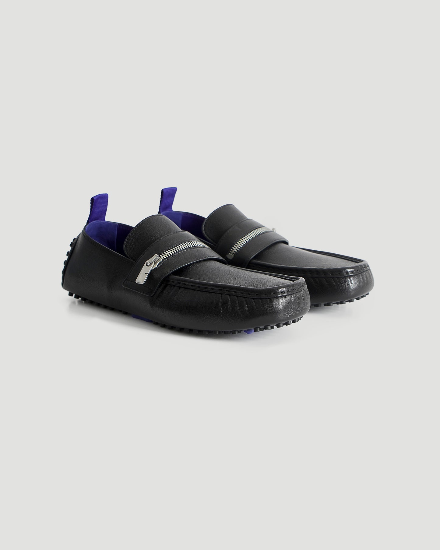 LEATHER MOTOR LOW LOAFERS
