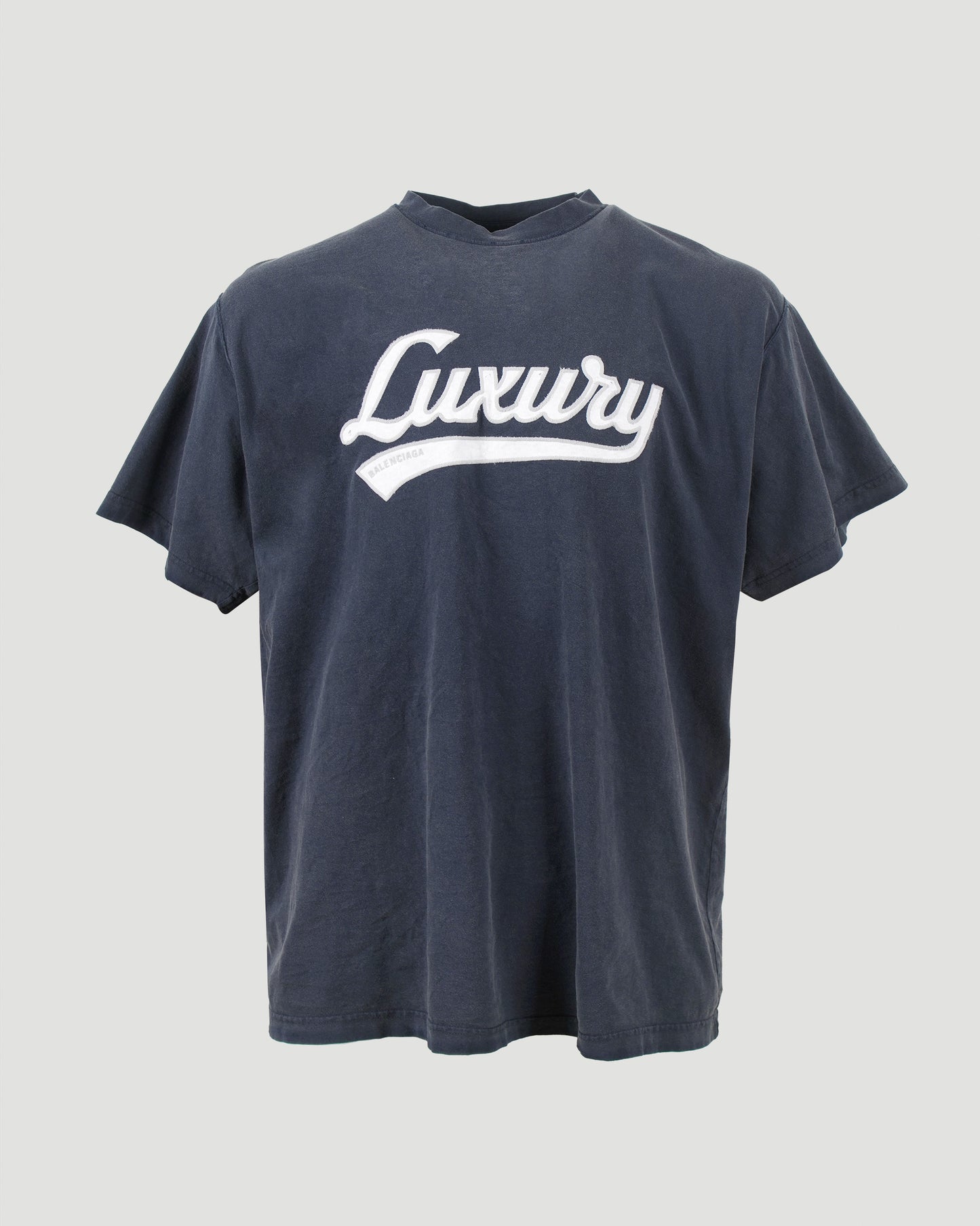 Luxury Script Oversized T-Shirt in Washed Navy