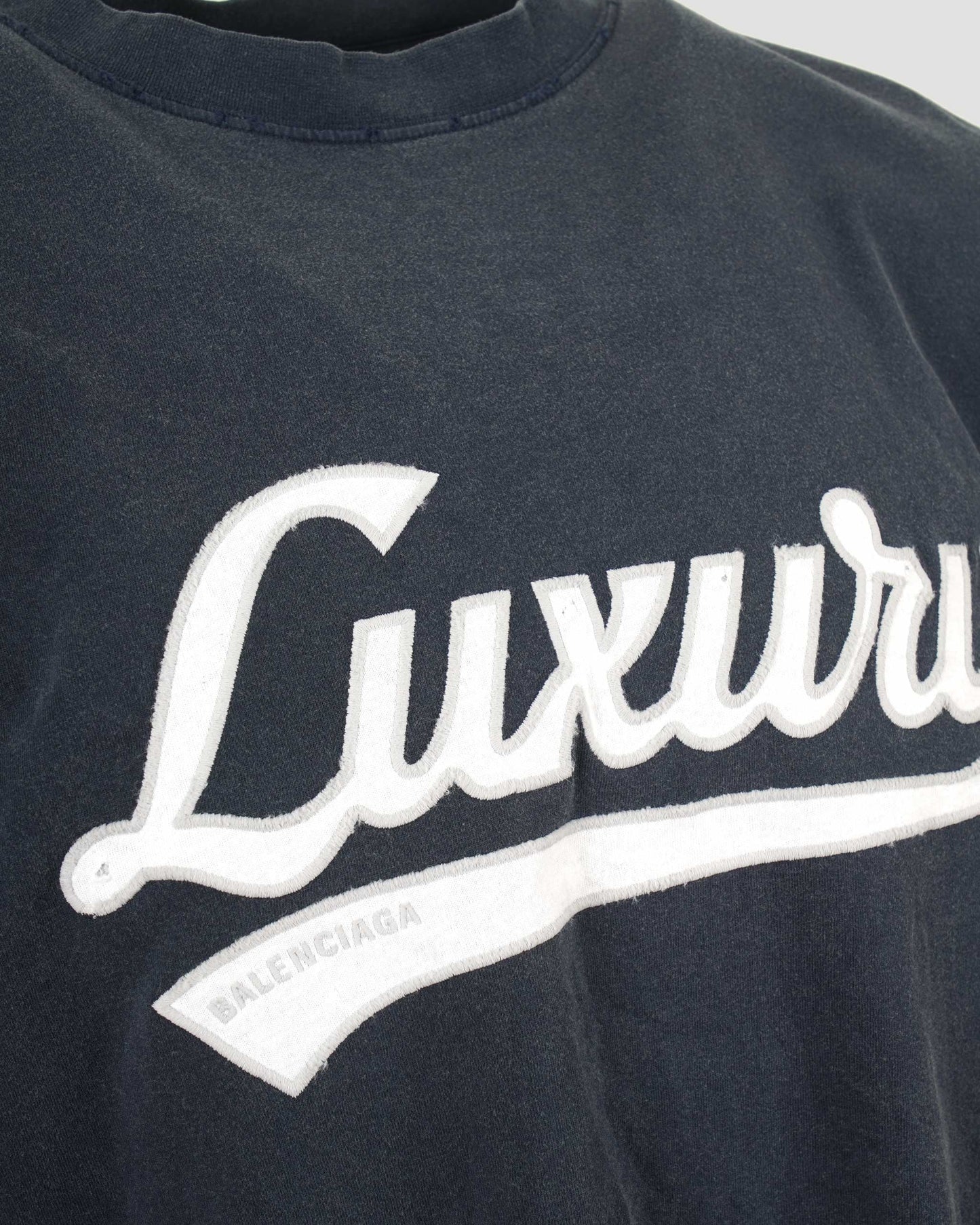 Luxury Script Oversized T-Shirt in Washed Navy