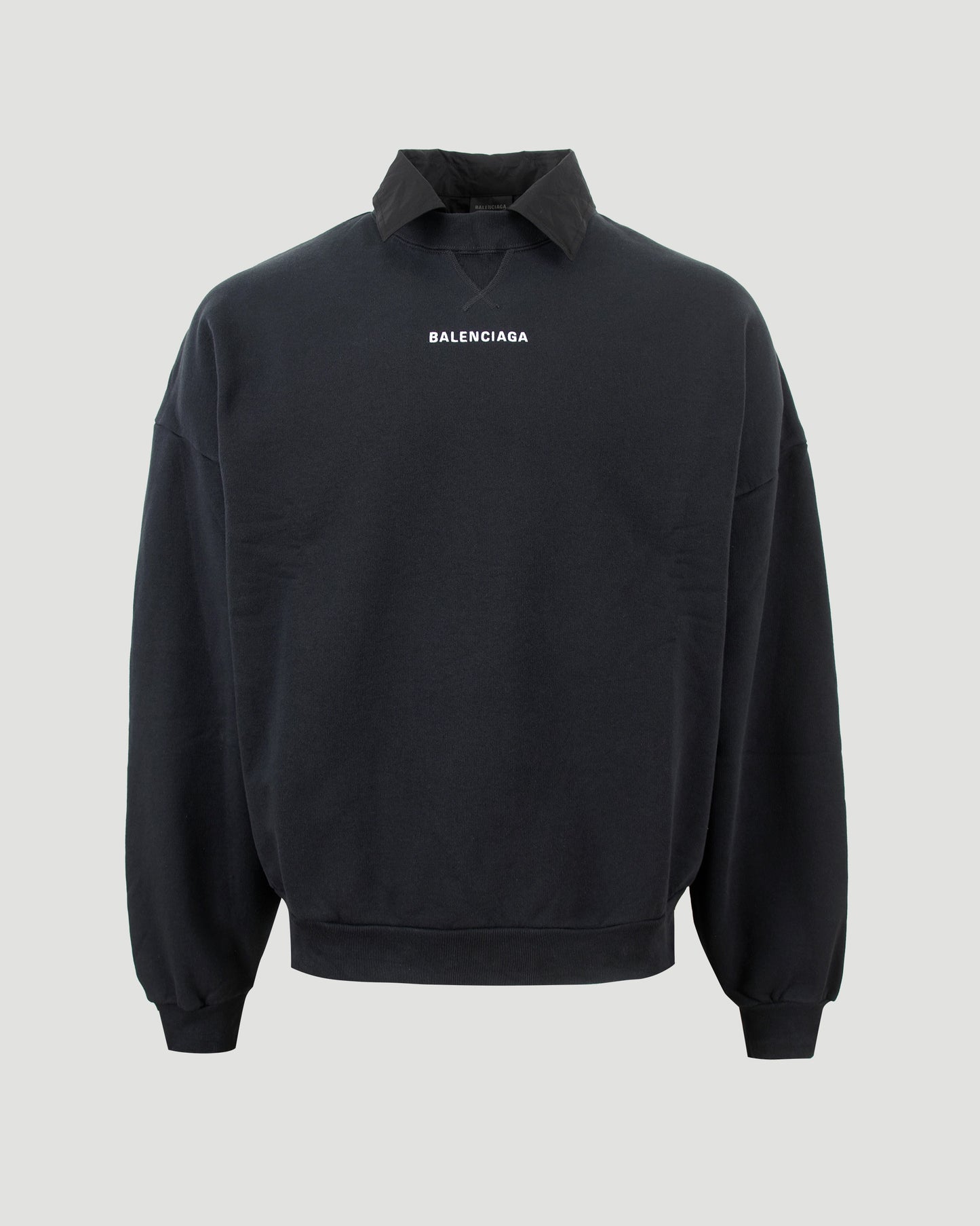 Shirt Collar Crewneck in Faded Black