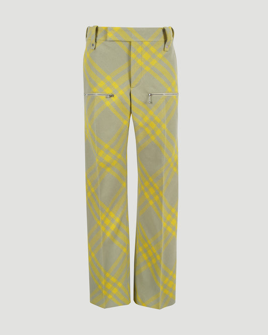 Checked straight-leg trousers