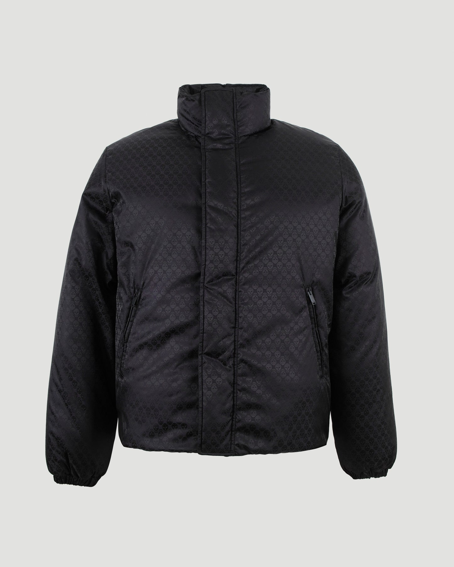 Skull Jacquard Puffer Jacket in Black