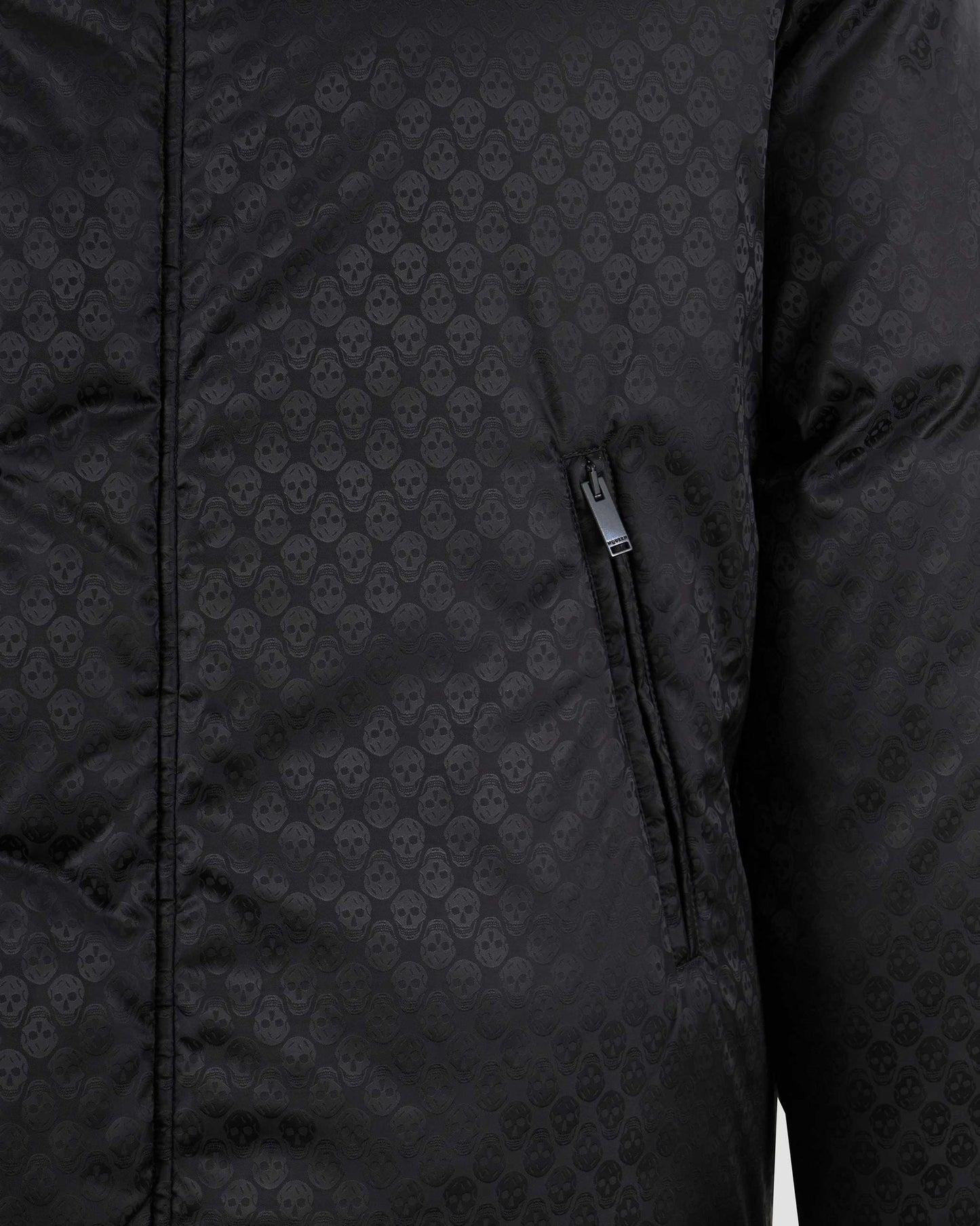 Skull Jacquard Puffer Jacket in Black