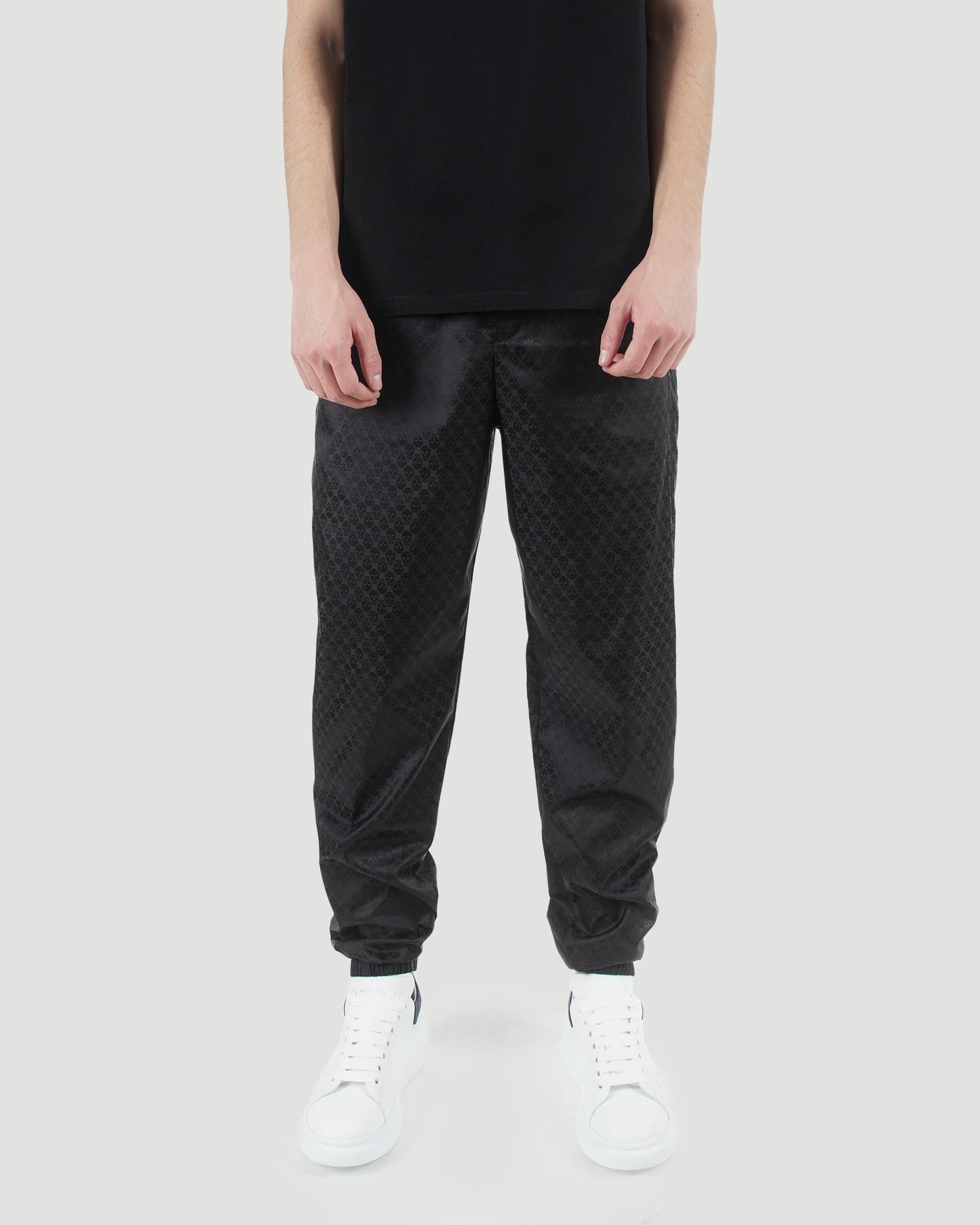 Skull Jacquard Joggers in Black