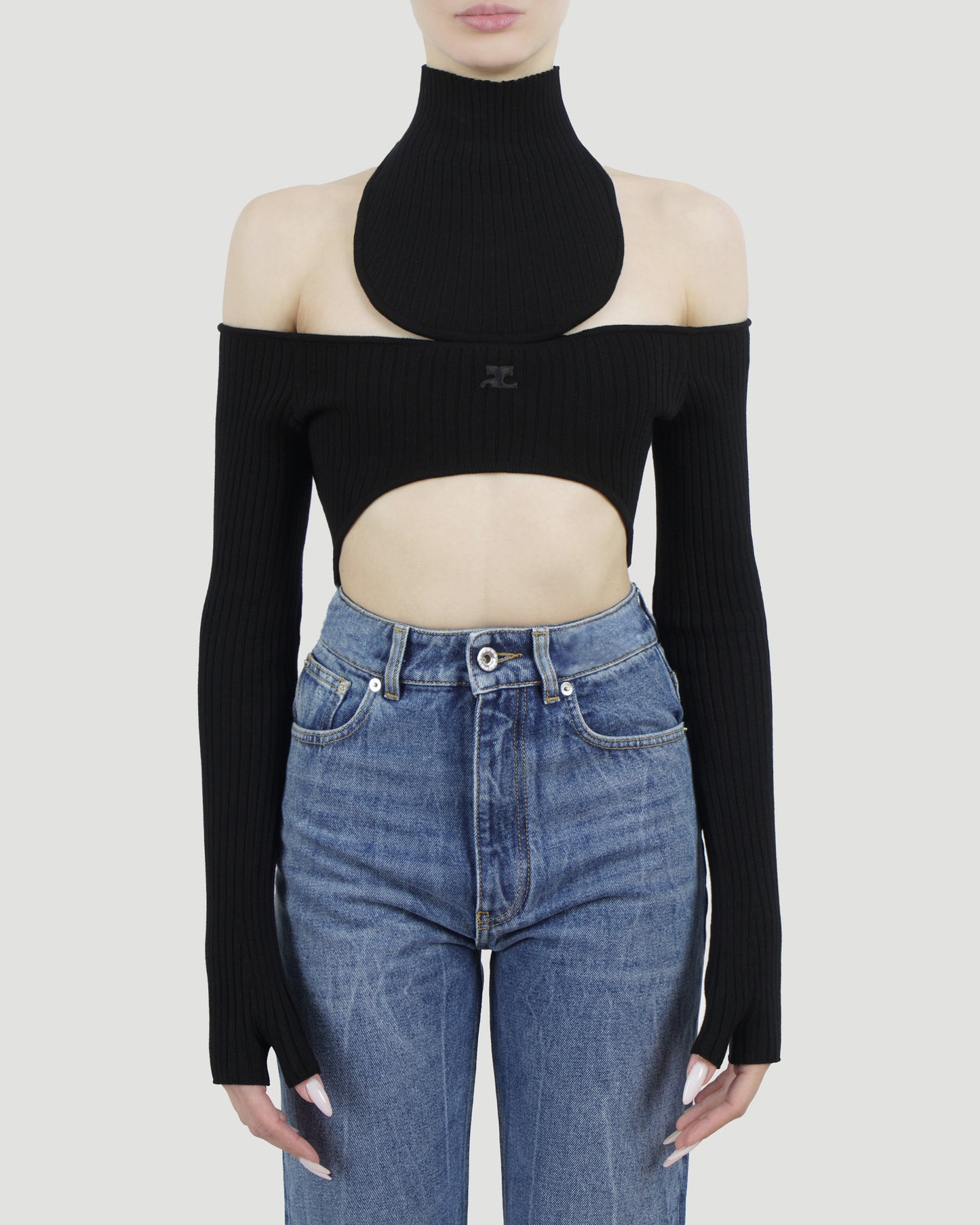 Cut-out jumper in black