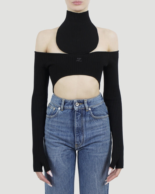 Cut-out jumper in black