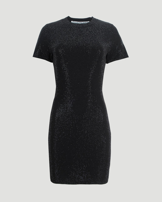 Crystal Hotfix Minidress in Black