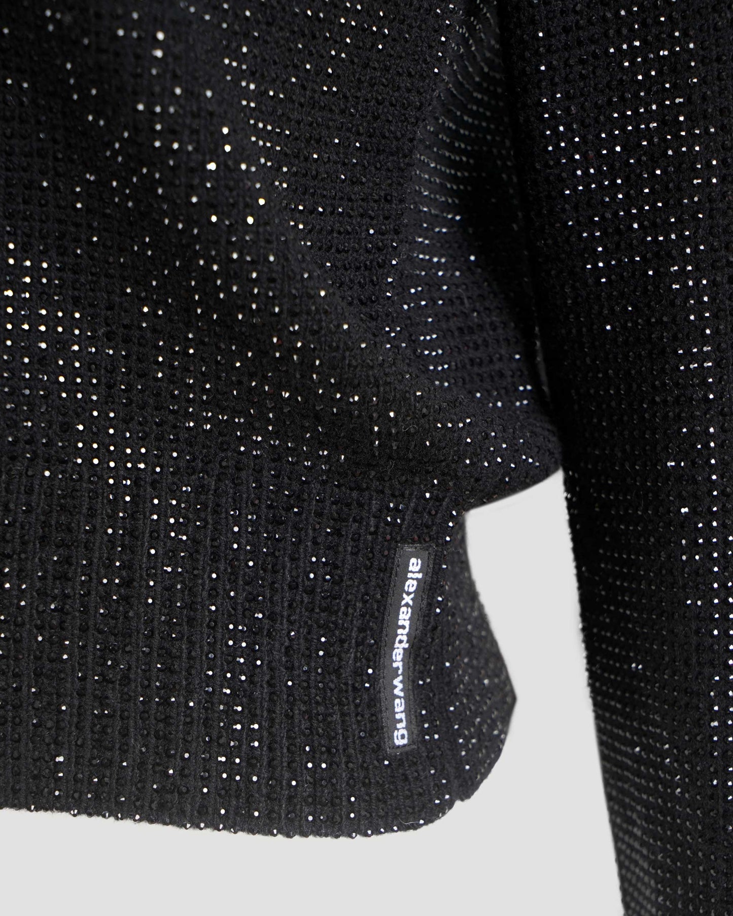 Crystal Hotfix Polo Cardigan in Black