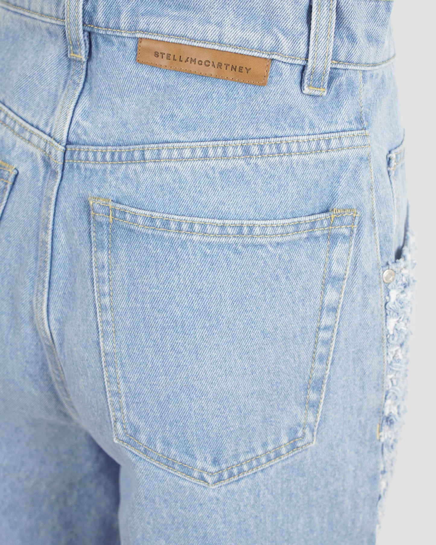 Distressed Boucle Denim Wide-Leg Jeans