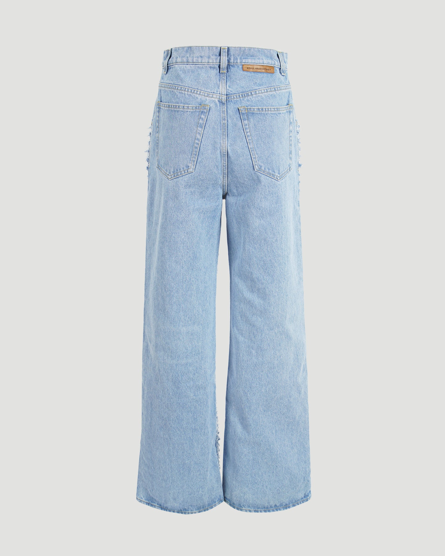 Distressed Boucle Denim Wide-Leg Jeans