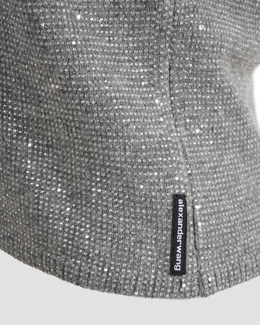 Crystal Hotfix Logo Tee in Grey